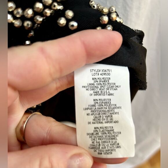 Xscape black beaded dress size 10 EUC cocktail, holiday event blouson top - Picture 3 of 13